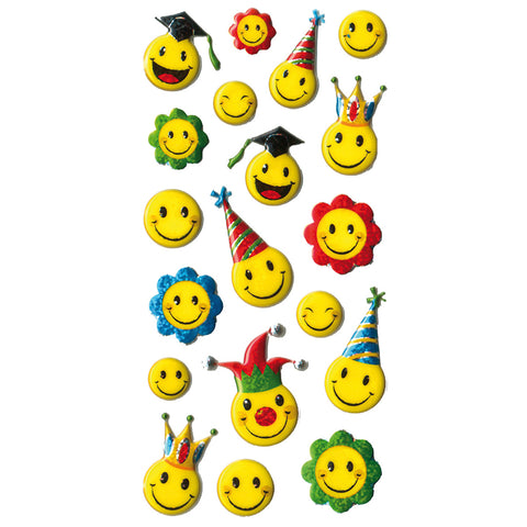3DF-MHATSMIL-R - Tim The Toyman 3D Metallic Smiley Stickers