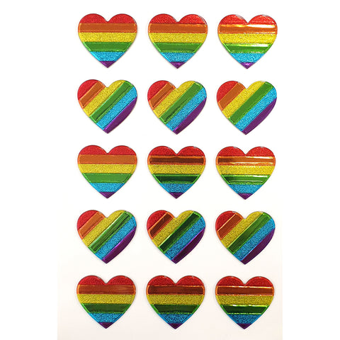 3DPVC-RAINBOW HEARTS-R - Tim The Toyman Rainbow Hearts Stickers